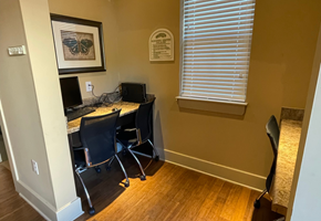 Knightdale apartment for rent - a home office with a desk and a computer