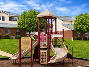 Mt. Vernon apartment for rent - A playground with a slide and a sign that says "Welcome".