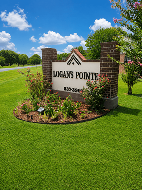 Mt. Vernon apartment for rent - A sign for Logan's Pointe with a phone number on it.