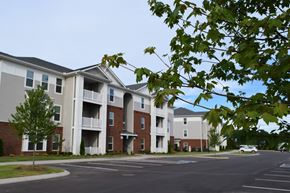 Lebanon apartment for rent - a street view of an apartment complex with a tree in the foreground