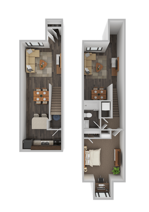 Floor plan for 1 bed, 1 bath, 707 sqft