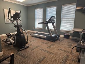 Elizabeth City apartment for rent - a home gym with exercise equipment and three windows