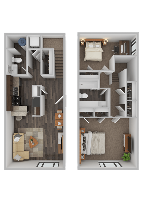 Floor plan for 2 beds, 1.5 baths, 1259 sqft