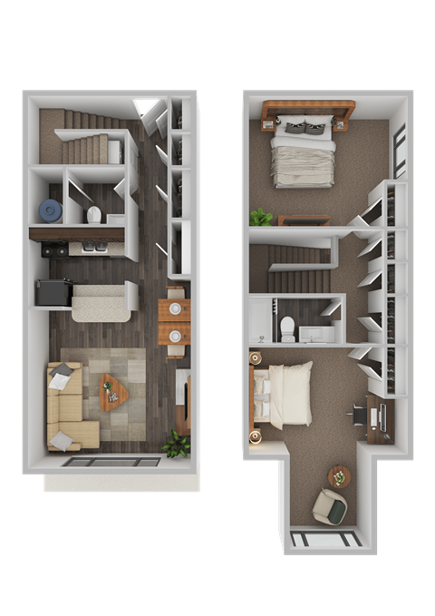 Floor plan for 2 beds, 1.5 baths, 1294 sqft
