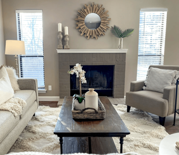 Living area with fireplace