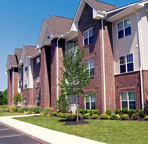 Shelbyville apartment for rent - a brick building with a tree in front of it