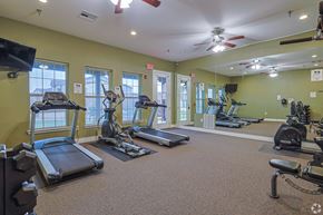 Bastrop townhouse for rent - A gym with treadmills, elliptical machines, and other exercise equipment.