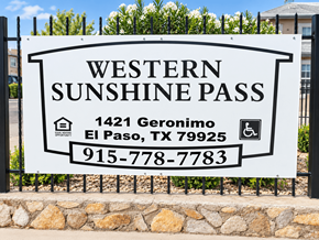 El Paso townhouse for rent - A sign for Western Sunshine Pass in El Paso, TX.