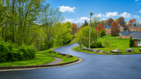 Staunton townhouse for rent - A curvy road with a lamp post on the side.