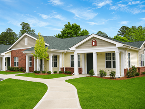 Lumberton apartment for rent - A small building with a red letter E on the front.
