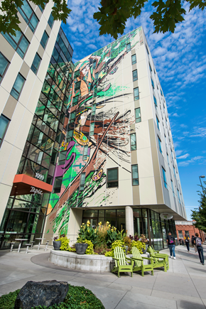 Denver apartment for rent - a large building with a mural on the side of it