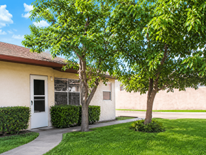 Ft. Worth apartment for rent - A house with a white door and a tree in front.