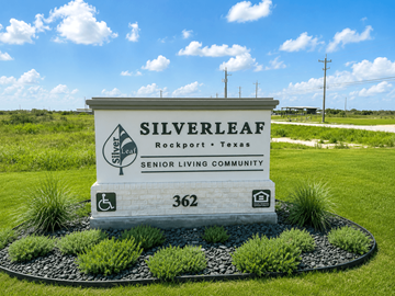 Rockport apartment for rent - A sign for Silverleaf Senior Living Community in Rockport, Texas.