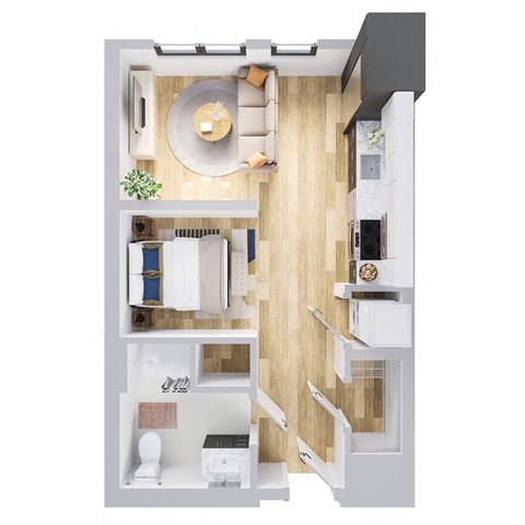 Floor plan for studio, 1 bath, 551 sqft