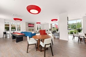 Providence apartment for rent - Lobby with seating and shuffle board, and fireplace