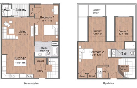 Floor plan for 2 beds, 2 baths, 1678 sqft