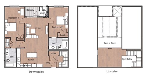 Floor plan for 2 beds, 2 baths, 1486 sqft