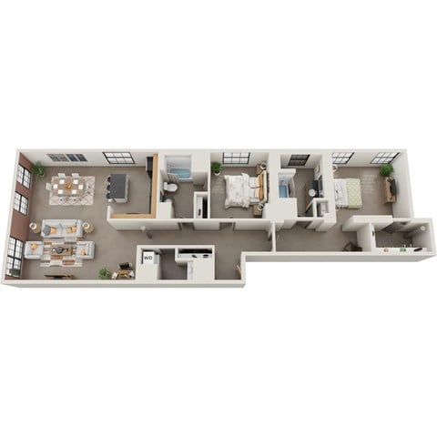 Floor plan for 2 beds, 2 baths, 2580 sqft