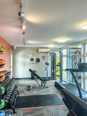 Roslindale apartment for rent - Fitness center with new equipment weights and cardio