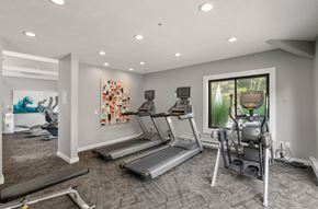 Weymouth apartment for rent - A spacious home gym with treadmills and elliptical machines.
