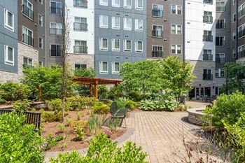 Outdoor courtyard with seating