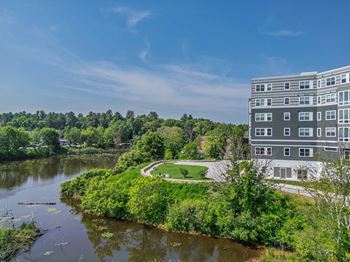 Outdoor leisure paths along the pond for your furry friends