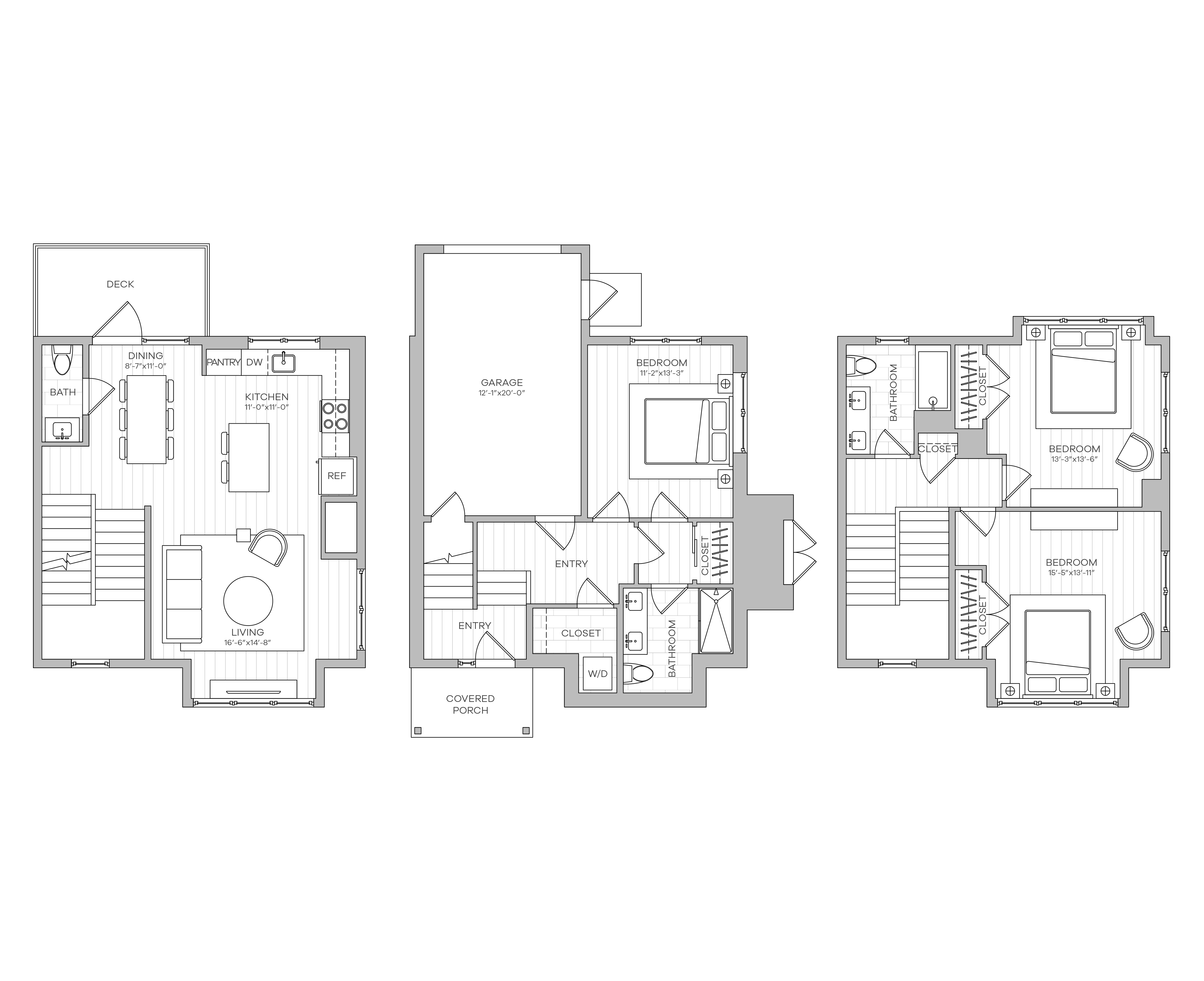 Floor plan for 3 beds, 2.5 baths, 1575 sqft