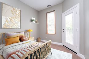 Whitman apartment for rent - Bedroom with balcony door at Townhouse Apartments in Whitman