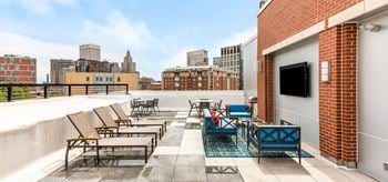 Rooftop deck with views of college hill and downtown providence