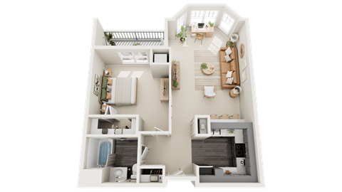 Floor plan for 1 bed, 1 bath, 783 sqft