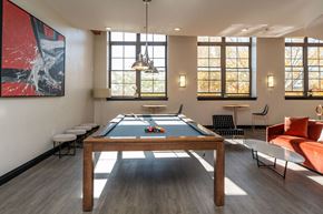 Lawrence apartment for rent - Community lounge at building 240 with pool table and lounge seating