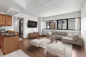 Pittsburgh apartment for rent - Living Room and Kitchen at Bates Hill Apartments.