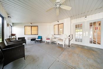 Covered porch sitting area