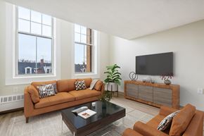 E. Boston apartment for rent - a living room with a couch and a coffee table at Chapman House, E. Boston, Massachusetts Open Living Room