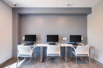 Desks with computers