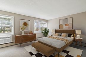 Marshfield apartment for rent - Bedroom Layout With Bright Windows And Queen Sized Bed, Mariners Hill, Marshfield, MA.