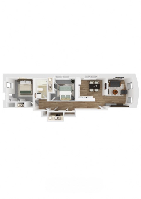 Floor plan for 2 beds, 1 bath, 793 sqft