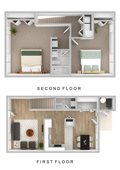Floor plan for 2 beds, 1.5 baths, 1139 sqft