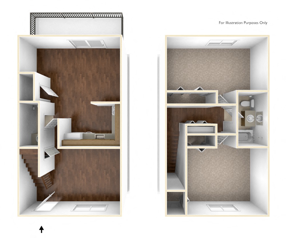 Floor plan for 2 beds, 1.5 baths, 1158 sqft