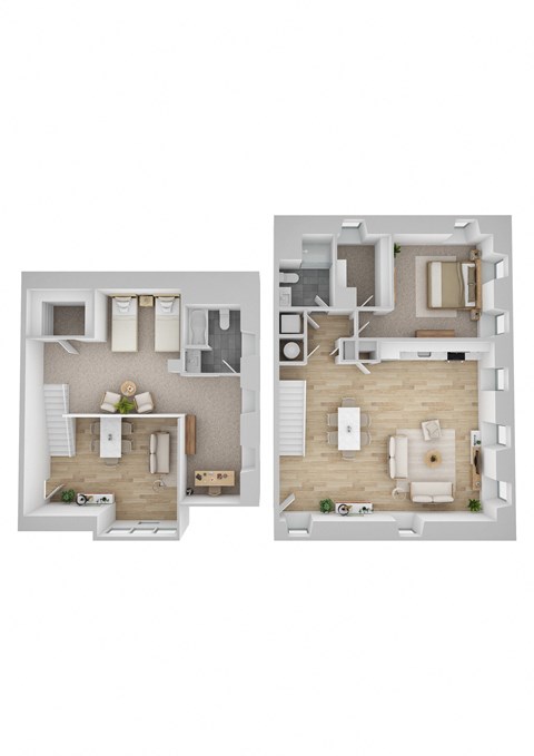 Floor plan for 2 beds, 1.5 baths
