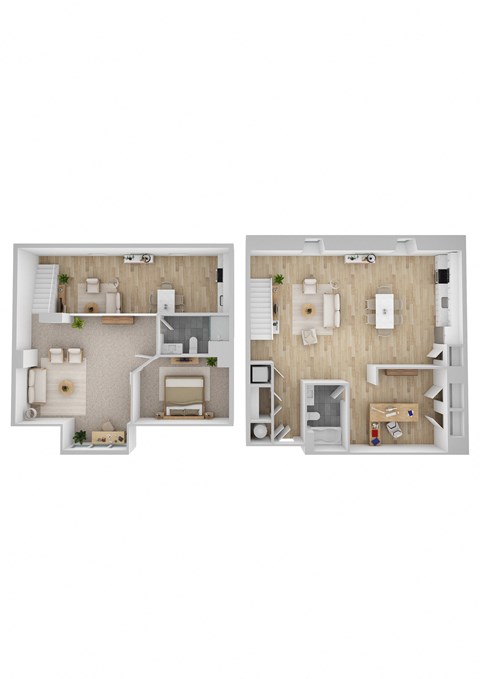 Floor plan for 1 bed, 2 baths, 1563 sqft