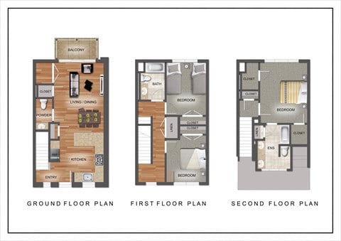 Floor plan for 3 beds, 2 baths, 1532 sqft
