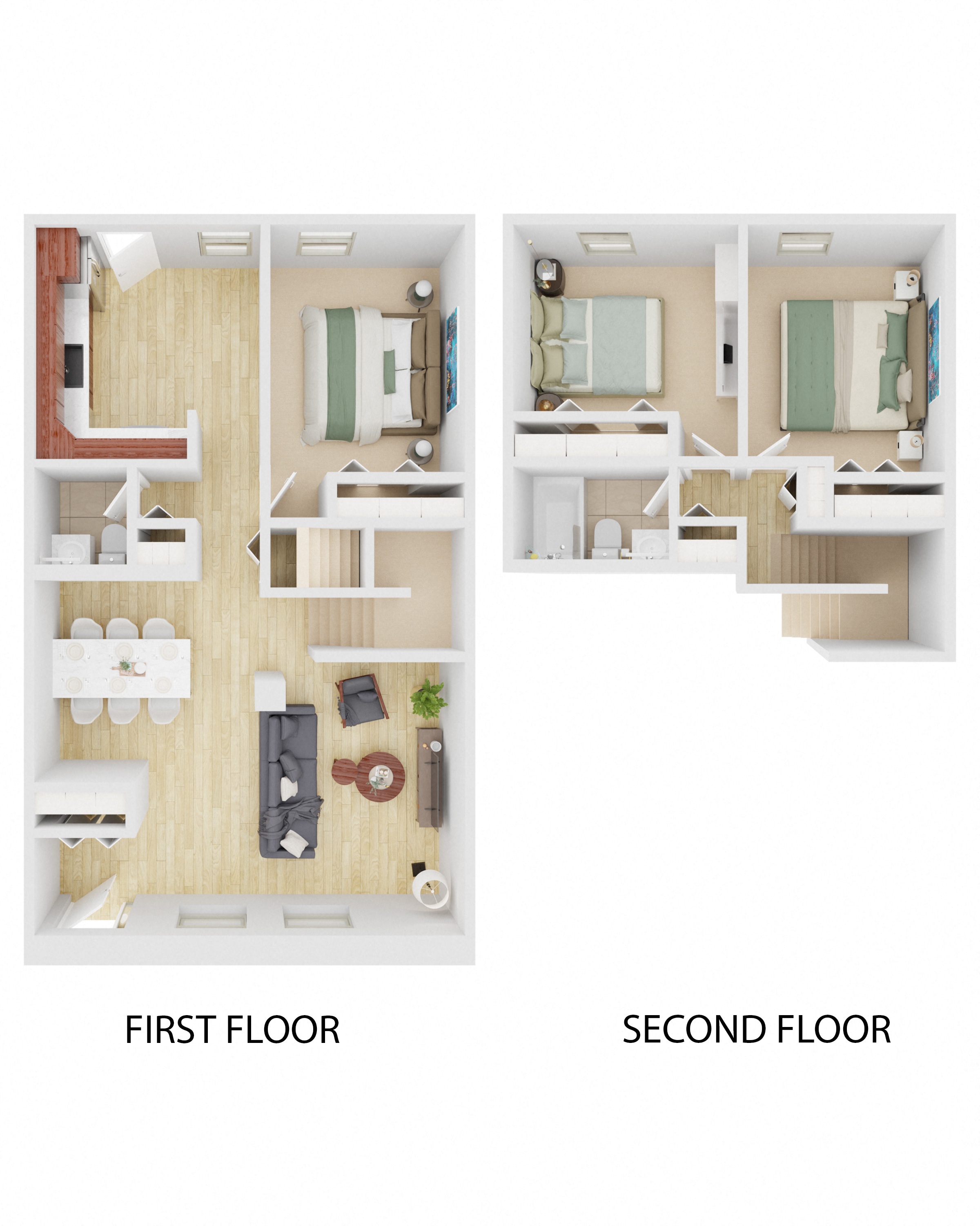 Floor plan for 3 beds, 2 baths, 1400 sqft