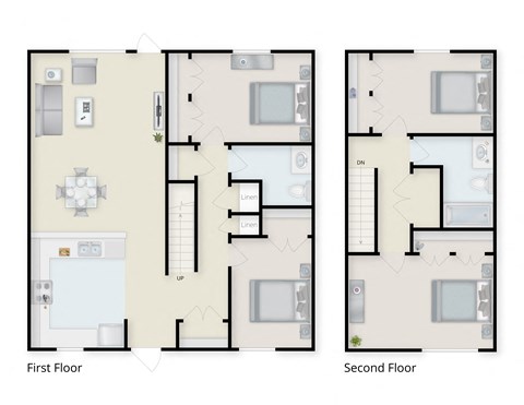 Floor plan for 4 beds, 1.5 baths, 1304 sqft
