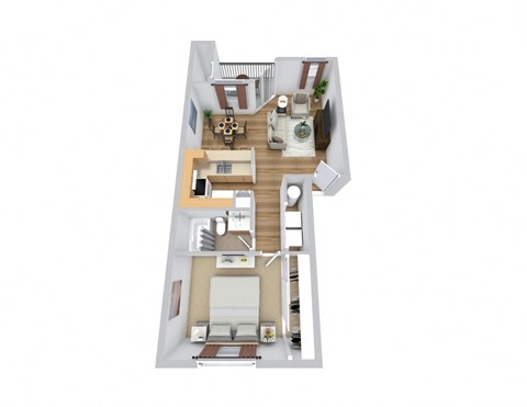 Floor plan for 1 bed, 1 bath, 800 sqft