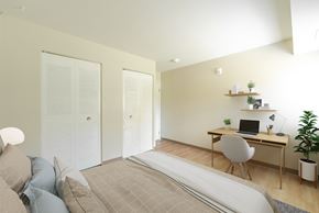 Columbus apartment for rent - Bedroom with Closets and Desk.at Franklin Manor Apartments, Columbus, OH