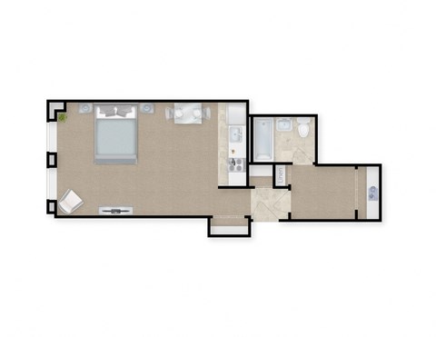Floor plan for studio, 1 bath, 450 sqft