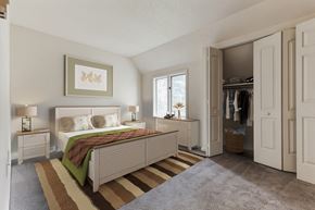 Dillsburg apartment for rent - a bedroom with a bed and a closet  at Dillsburg Heights Apartments, Dillsburg, Pennsylvania