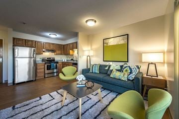 Boston apartment for rent - a living room with a couch and a table