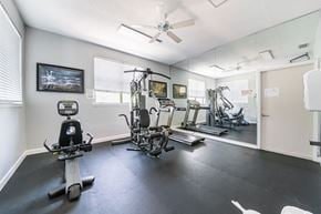 Ormond Beach apartment for rent - A spacious home gym with a variety of exercise equipment Fishermans Landing Apartments in Ormond Beach, FL.
